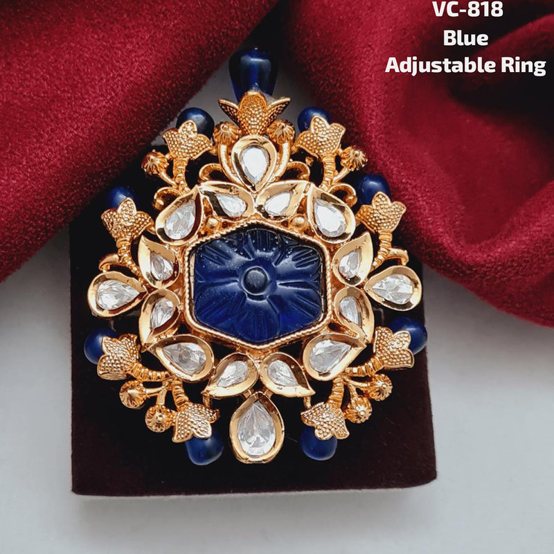 Vivah Creations Gold Plated Kundan Stone Adjustable Ring