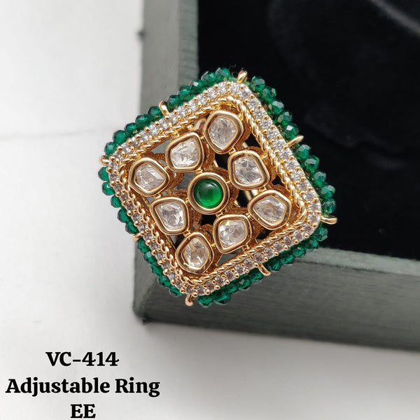 Vivah Creations Gold Kundan Stone Adjustable Ring