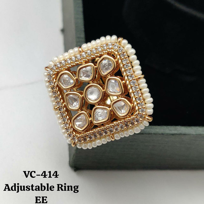 Vivah Creations Gold Kundan Stone Adjustable Ring