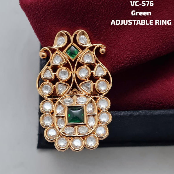 Vivah Creations Gold Kundan Stone Adjustable Ring