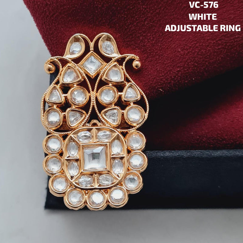 Vivah Creations Gold Kundan Stone Adjustable Ring