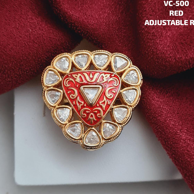 Vivah Creations Gold Kundan Stone Adjustable Ring