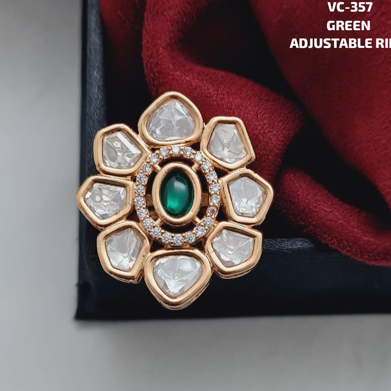 Vivah Creations Gold Kundan Stone Adjustable Ring