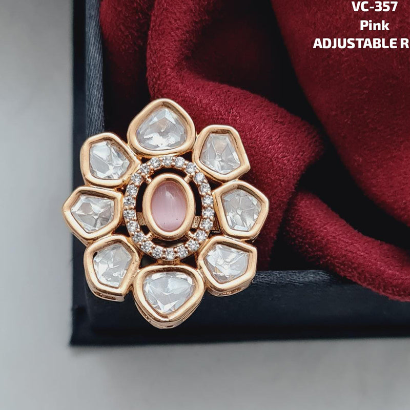 Vivah Creations Gold Kundan Stone Adjustable Ring