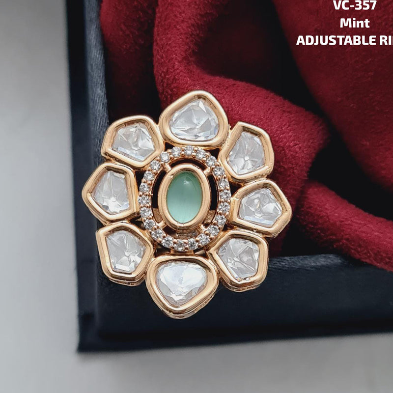 Vivah Creations Gold Kundan Stone Adjustable Ring