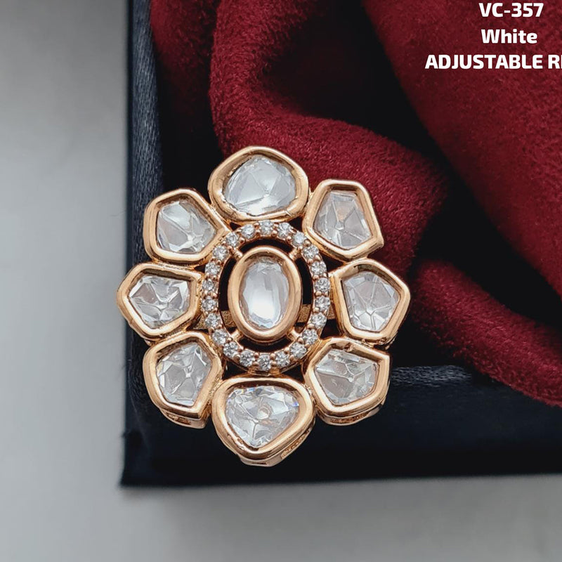 Vivah Creations Gold Kundan Stone Adjustable Ring