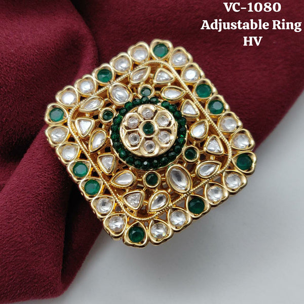 Vivah Creations Gold Kundan Stone Adjustable Ring