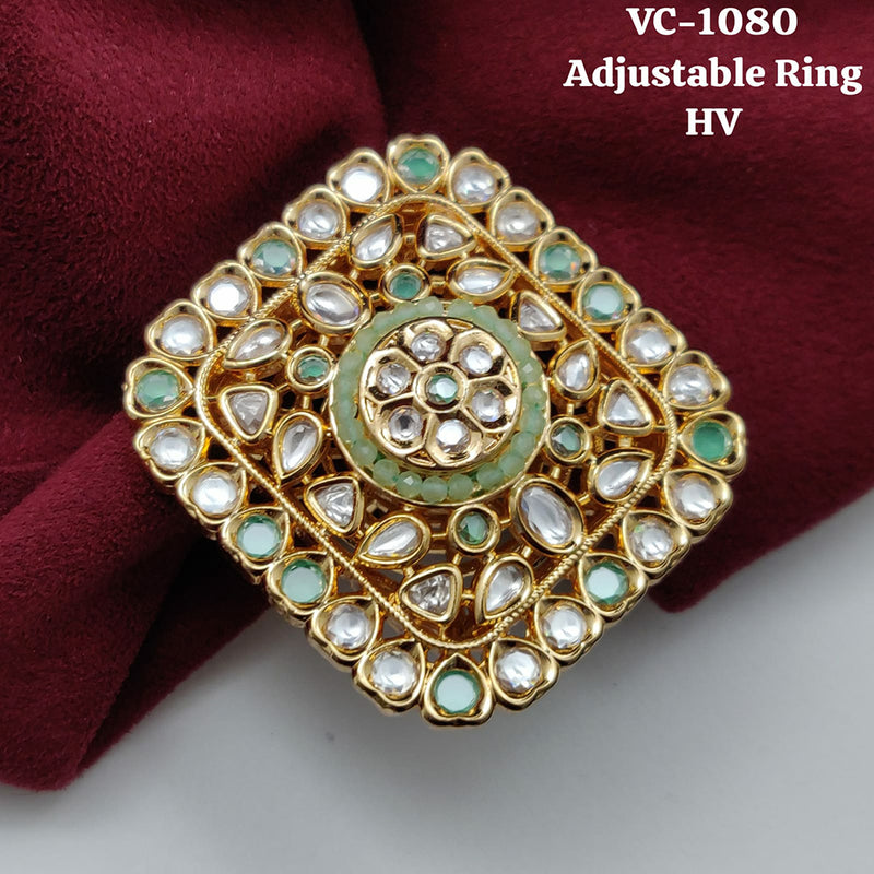 Vivah Creations Gold Kundan Stone Adjustable Ring