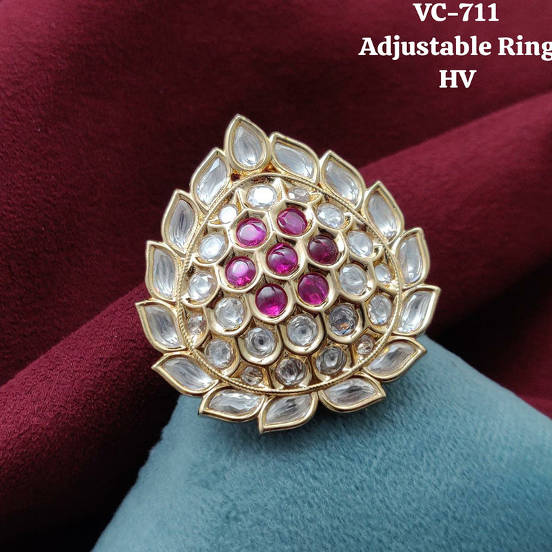 Vivah Creations Gold Kundan Stone Adjustable Ring