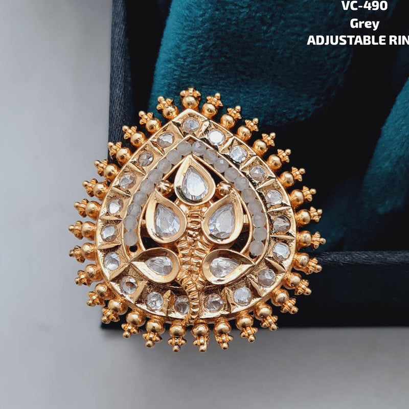 Vivah Creations Gold Plated AD Stone Adjustable Ring