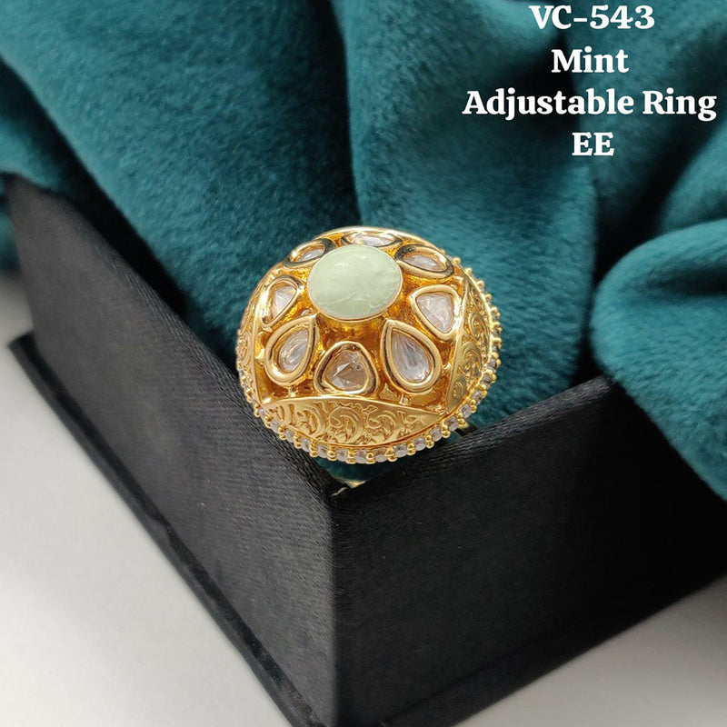 Vivah Creations Gold Plated Kundan Stone Adjustable Ring