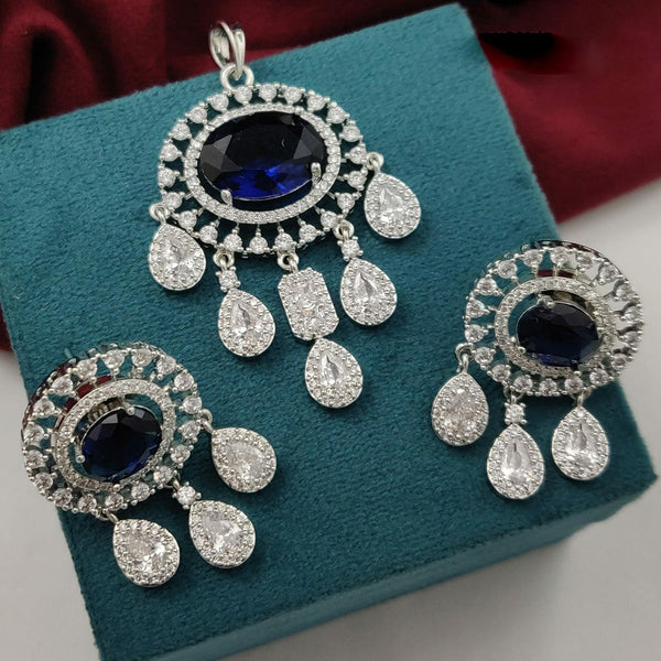 Vivah Creations  Silver Plated  AD Pendant Set
