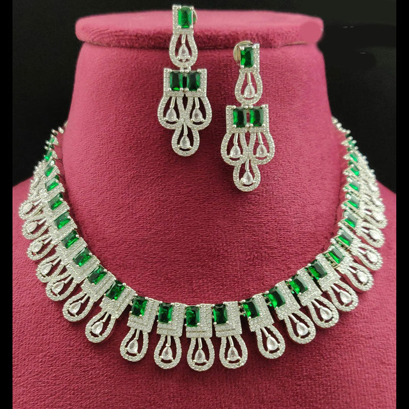 Vivah Creations Silver Plated AD Necklace Set