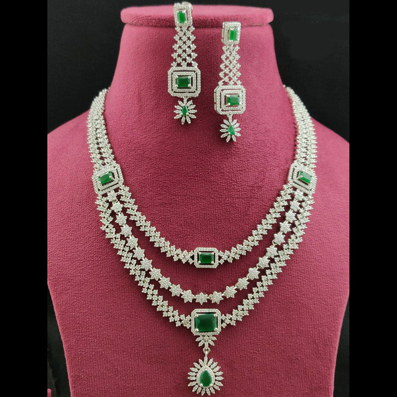 Vivah Creations Silver Plated AD Necklace Set