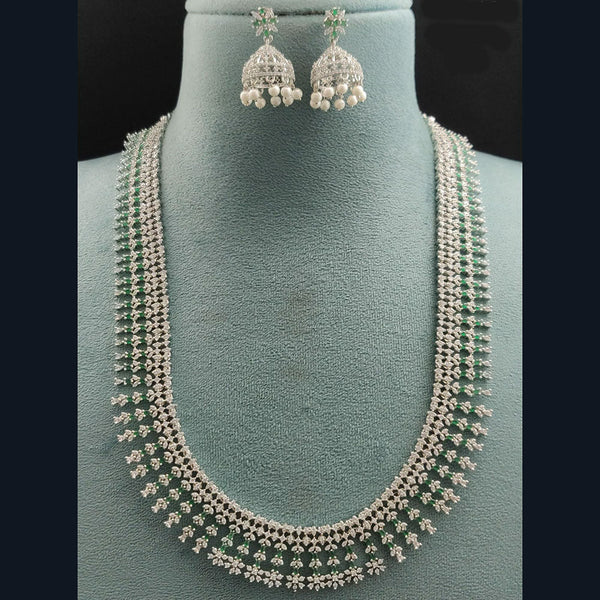 Vivah Creations Silver Plated AD  Long Necklace Set