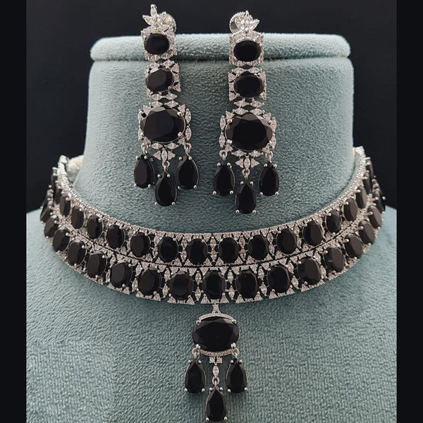 Vivah Creations Silver Plated AD  Choker Necklace Set