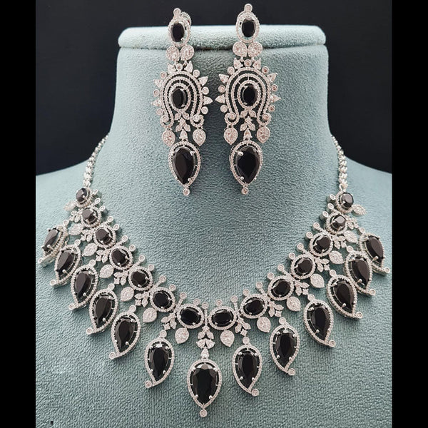 Vivah Creations Silver Plated AD Necklace Set