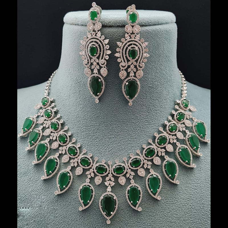 Vivah Creations Silver Plated AD Necklace Set