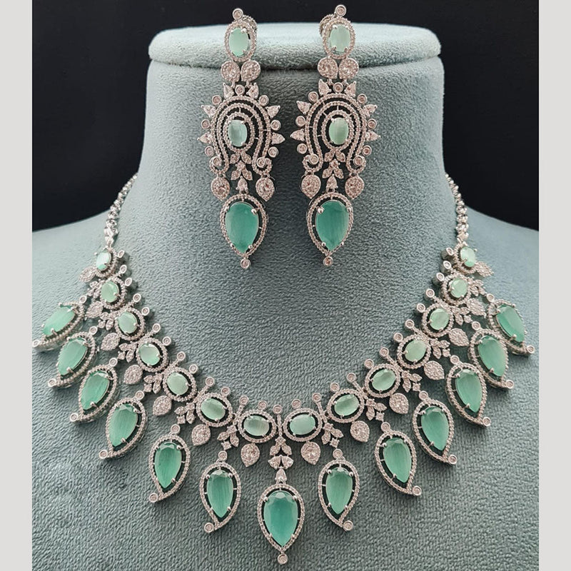 Vivah Creations Silver Plated AD Necklace Set