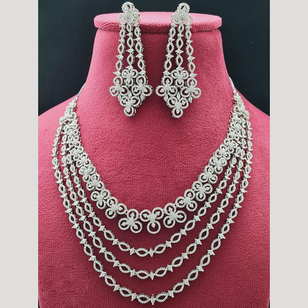 Vivah Creations Silver Plated AD Necklace Set