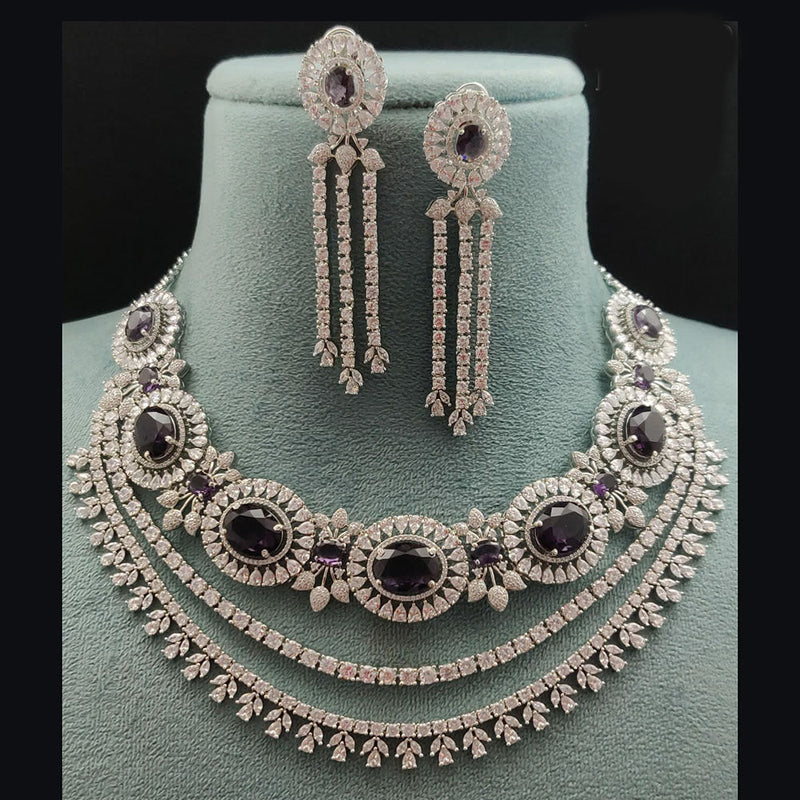 Vivah Creations Silver Plated AD  Choker Necklace Set