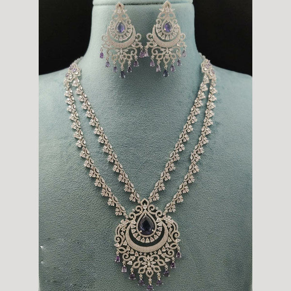 Vivah Creations Silver Plated AD  Long Necklace Set