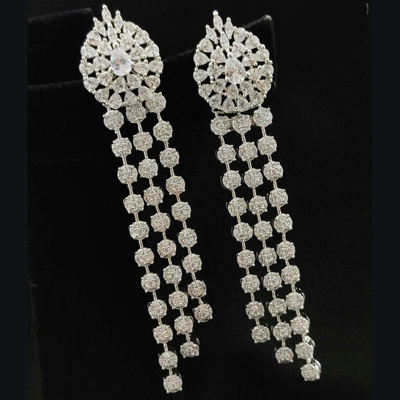 Vivah Creations Silver Plated AD Dangler Earrings