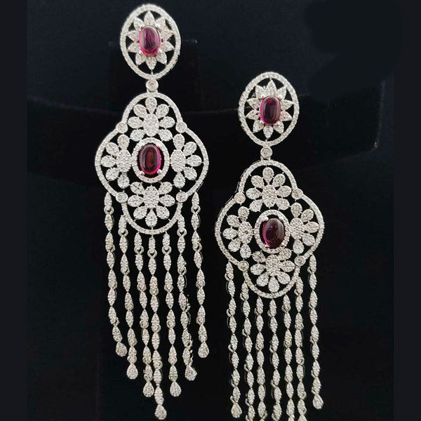 Vivah Creations Silver Plated AD Dangler Earrings