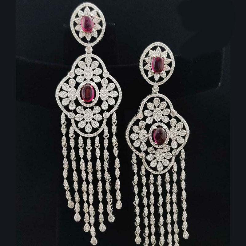 Vivah Creations Silver Plated AD Dangler Earrings