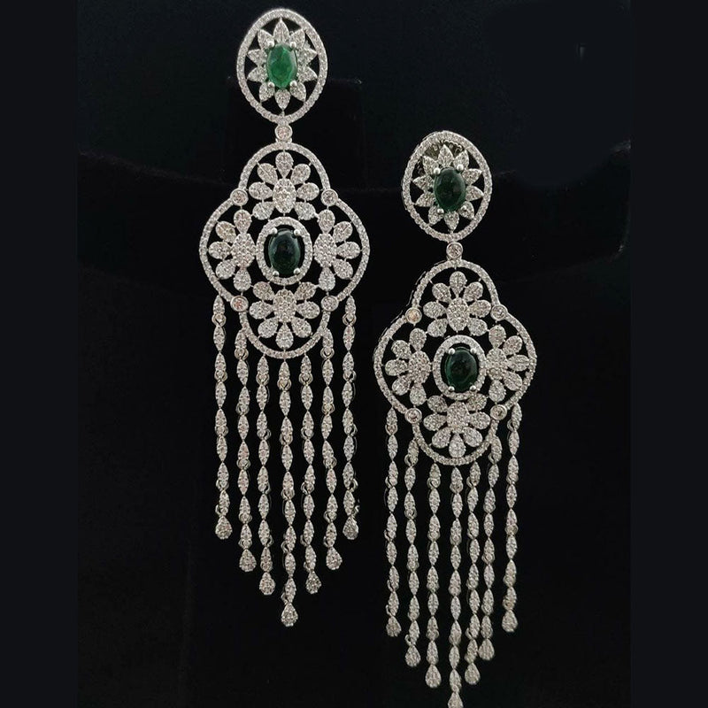 Vivah Creations Silver Plated AD Dangler Earrings