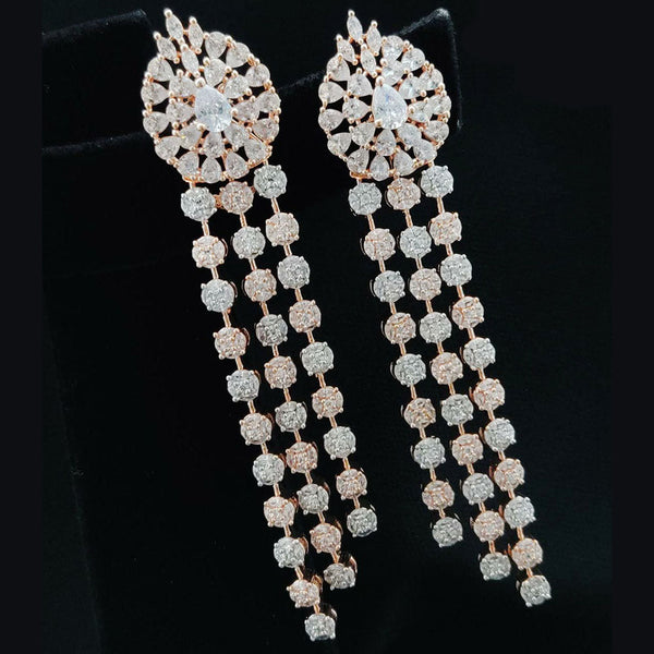 Vivah Creations Rose Gold Plated AD Dangler Earrings