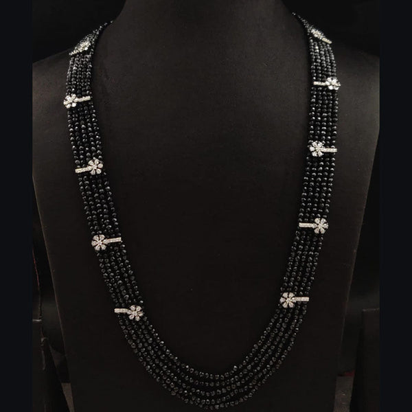 Vivah Creation Silver Plated AD And Pearls Multi Layer Long Necklace