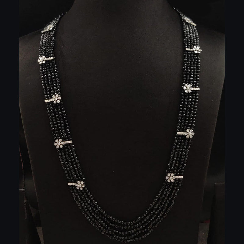 Vivah Creation Silver Plated AD And Pearls Multi Layer Long Necklace