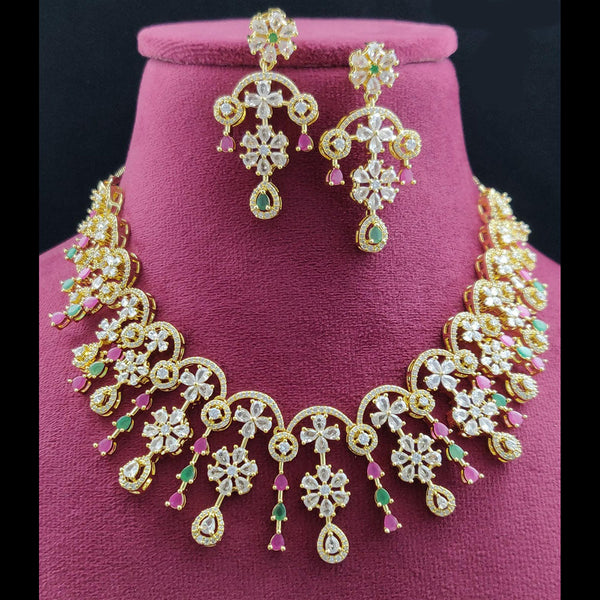 Vivah Creations Gold Plated AD Choker Necklace Set
