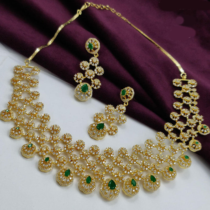 Vivah Creations Gold Plated AD Choker Necklace Set