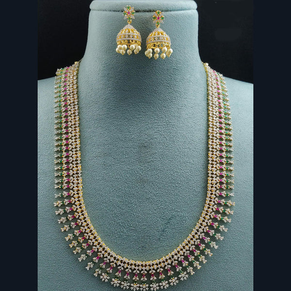 Vivah Creations Gold Plated AD Long Necklace Set
