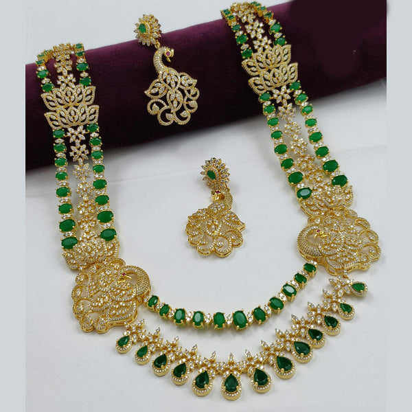Vivah Creations Gold Plated AD Long Necklace Set