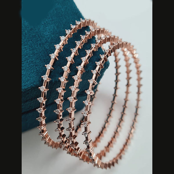 Vivah Creations Rose Gold Plated AD  Bangles Set