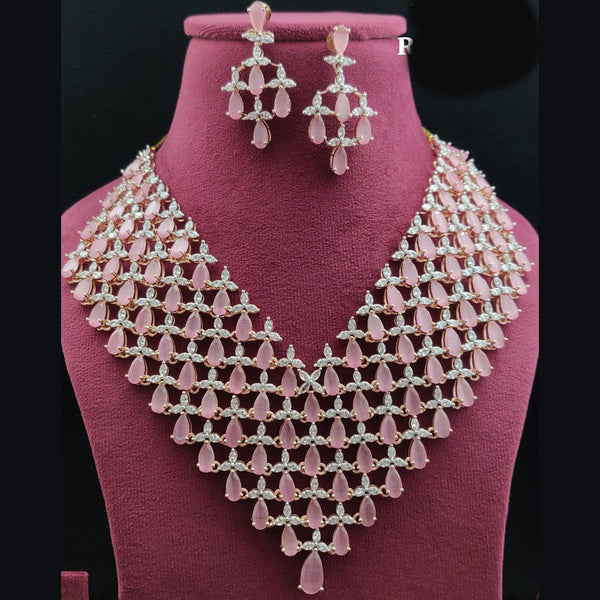 Vivah Creations Rose Gold Plated AD Necklace Set