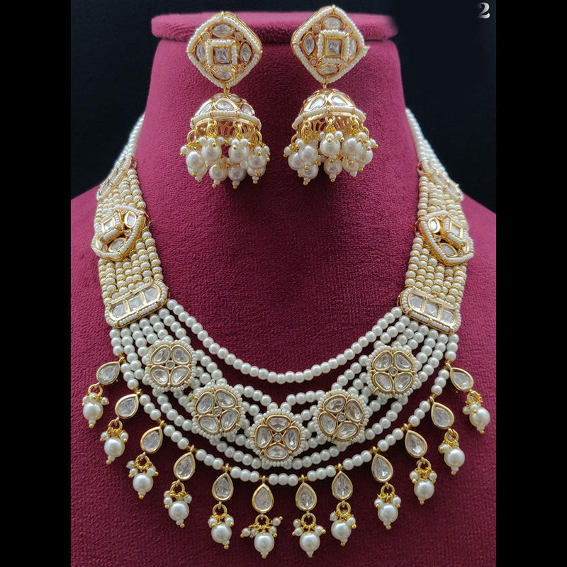 Vivah Creations Gold Plated Polki Kundan Necklace Set