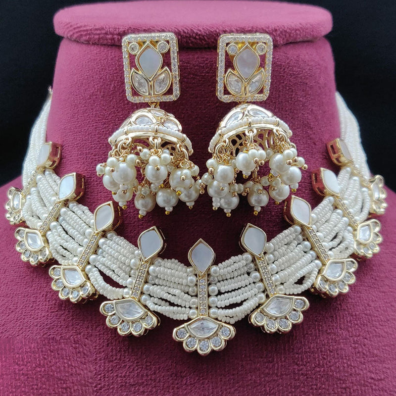 Vivah Creations Gold Plated Polki Kundan Necklace Set