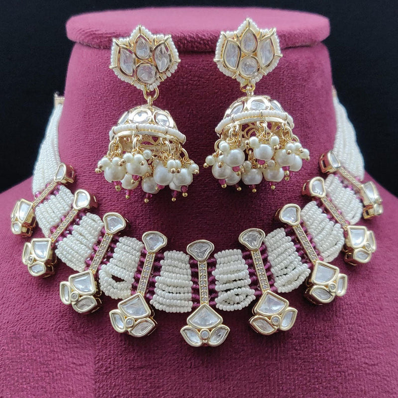 Vivah Creations Gold Plated Polki Kundan Necklace Set