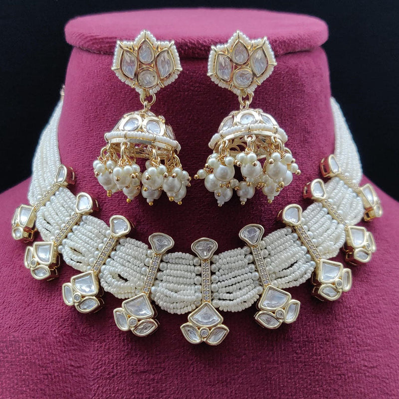 Vivah Creations Gold Plated Polki Kundan Necklace Set