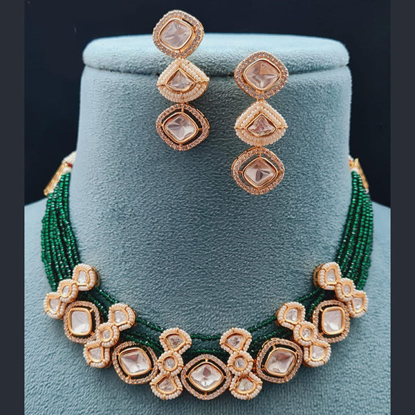 Vivah Creations Rose Gold Plated Polki Kundan Necklace Set