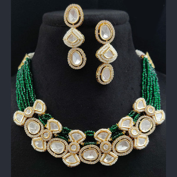 Vivah Creations Gold Plated Polki Kundan Necklace Set