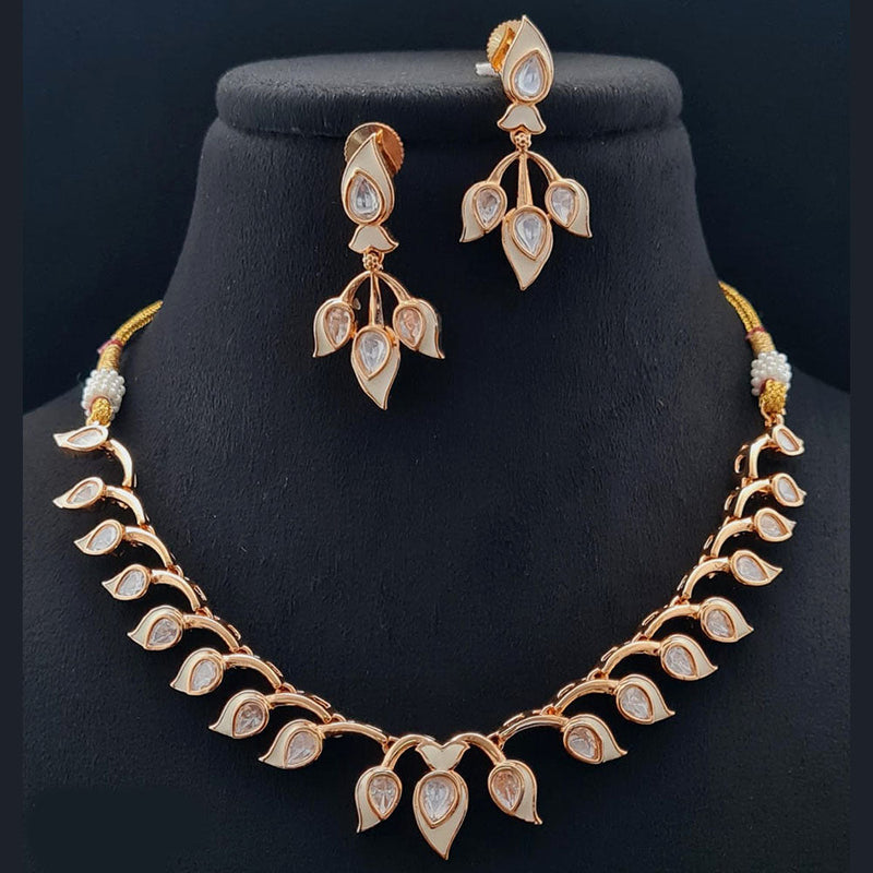 Vivah Creations Rose Gold Plated Polki Kundan Necklace Set