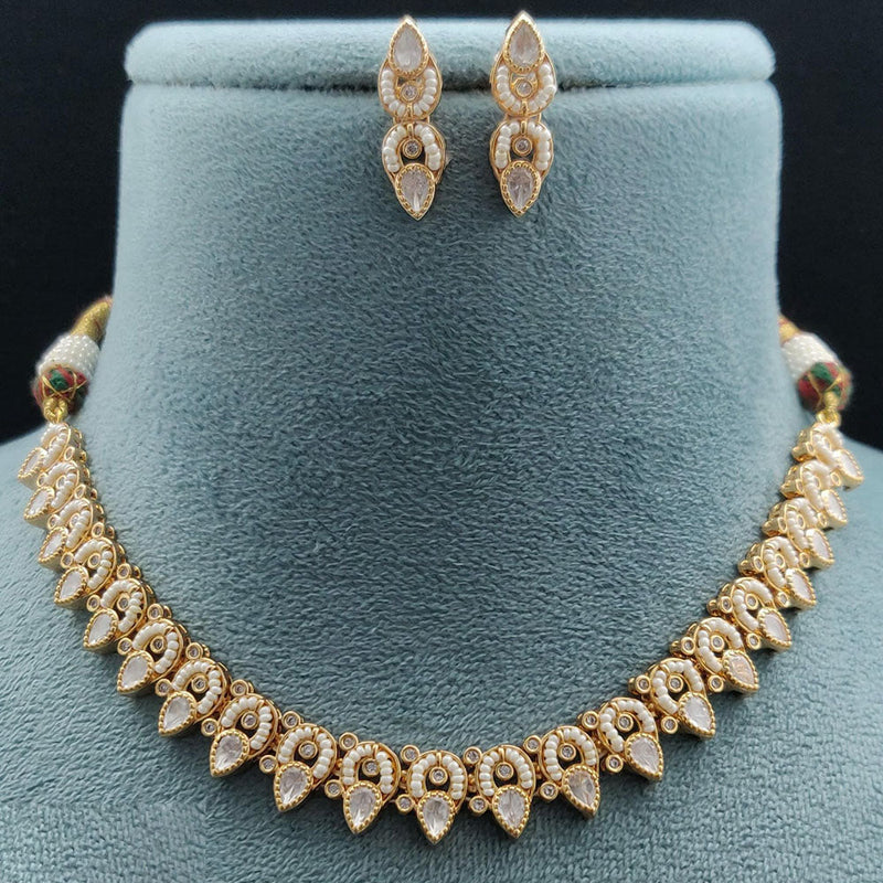 Vivah Creations Gold Plated Polki Kundan Necklace Set