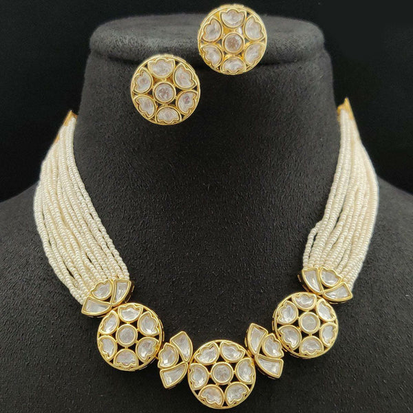 Vivah Creations Gold Plated Polki Kundan Necklace Set