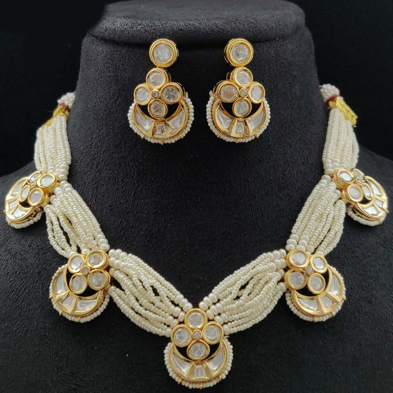 Vivah Creations Gold Plated Polki Kundan Necklace Set