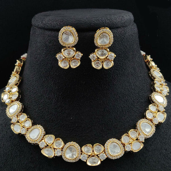 Vivah Creations Gold Plated Polki Kundan Necklace Set